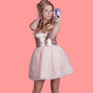 Betsey Johnson Pink and Gold Sequin Mini Dress